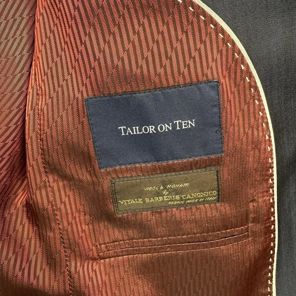 Tailor on Ten Blazer Jacket Men's 40R Vitale Barberis Canonico Wool Mohair Navy